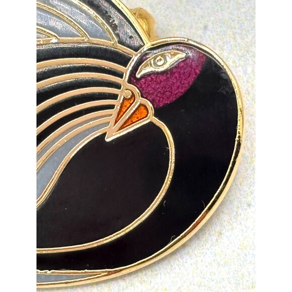 Laurel Burch Celan Black Swan Bird Enamel Goldtone Brooch Pin 1.5” Vintage EUC - Picture 7 of 8